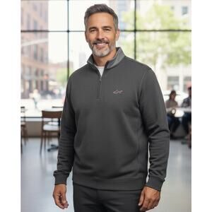 Greg Norman Sweater Mens Gray 1/4 Zip Pullover Shark Logo Golf Adult Size Large